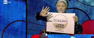 Copertina di Emma Bonino mostra il simbolo della sua lista in collegamento a Che tempo che fa. E Fazio si “dispera”: “Povero me”