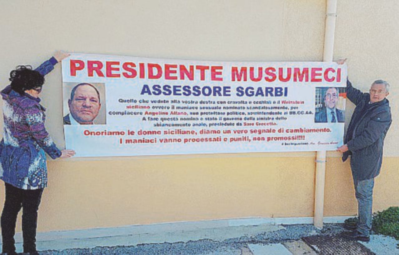 Striscione - Polemiche a Palermo Musumeci e Sgarbi, nuova grana: il processo per stalking al sovrintendente Enzo Caruso