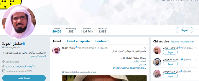Su Twitter chiede ‘armonia’ nei rapporti col Qatar, i sauditi lo arrestano