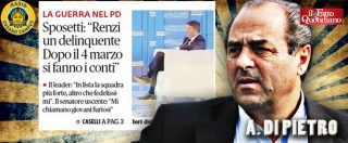 Copertina di Elezioni, Di Pietro: “Renzi non mi ha voluto, dice che sono giustizialista. Preferisce il pregiudicato Berlusconi”
