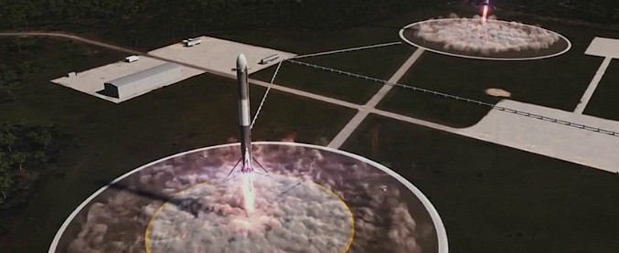 Copertina di Space X, il super razzo di Elon Musk in viaggio verso Marte con un’auto Tesla a bordo: ecco la simulazione del lancio