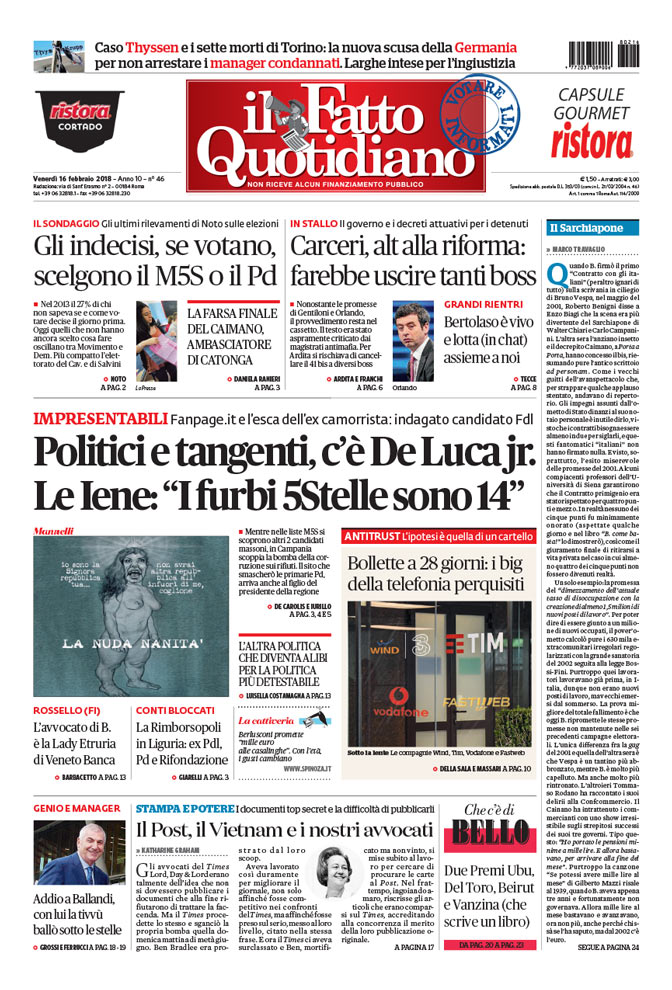 Politici e tangenti, c’è De Luca jr. Le Iene: “I furbi 5Stelle sono 14”
