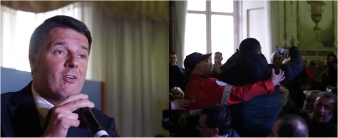 Copertina di Napoli, attivista di Potere al Popolo contesta Renzi: “Fascisti!”. Lui: “Assolviamo anche a questa funzione sociale”