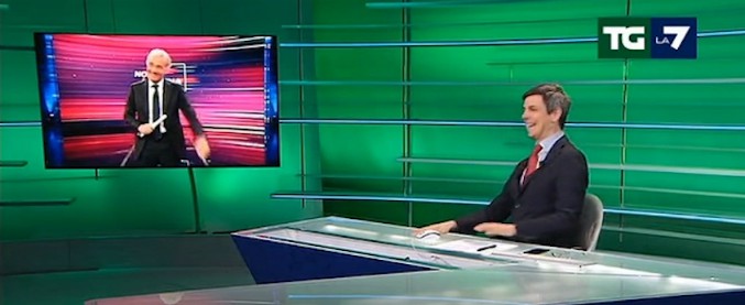Copertina di TgLa7, Celata e la gaffe in diretta: “Ora ci colleghiamo con Non è la Rai…”. E Giletti reagisce così