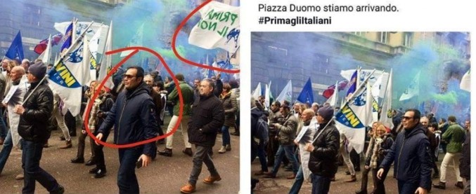 Elezioni, bandiera “Prima il nord” sparisce da foto del candidato leghista in Puglia. Maroni: “La storia non può finire così”