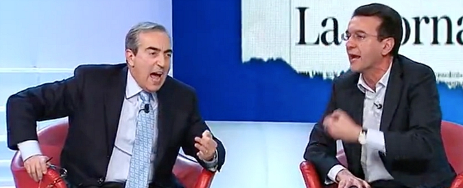 Copertina di Gasparri vs D’Attorre, a La7 volano stracci. “Boldrini non condanna chi inneggia alle Foibe”. “Vergognati, fascista”