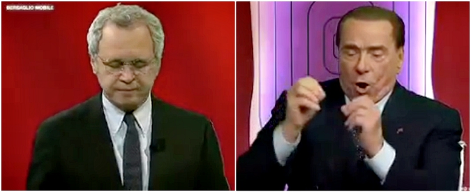 Copertina di Berlusconi, la “curva di Laser” e la pazienza di Mentana. Che si becca dell’ignorante e ci rinuncia: “Sì, vabbé, tanto…”