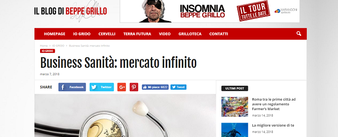 Sanità, sul blog Beppe Grillo sbaglia e disinforma