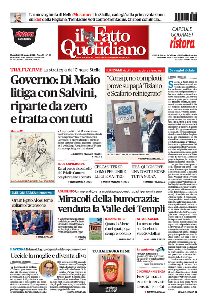 Governo: Di Maio litiga con Salvini, riparte da zero e tratta con tutti