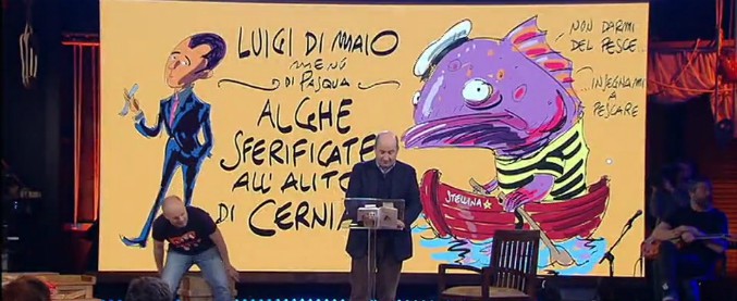 Copertina di I consigli di Antonio Albanese per il pranzo di Pasqua. La ricetta per Di Maio: “Alghe sferificate all’alito di cernia”