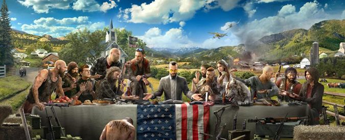 Copertina di Far Cry 5, una frenetica avventura nella Hope County di Ubisoft che vi terrà attaccati al joypad fino ai titoli di coda