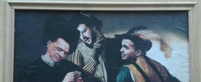 Roma, nuova opera di street art: Di Maio e Salvini diventano i bari di Caravaggio e truffano Berlusconi