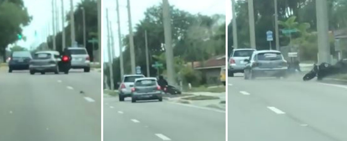 Copertina di Se state litigando con un automobilista e siete in moto, pensateci due volte. Al volante potrebbe esserci questo pazzo