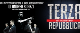 Copertina di Terza Repubblica, il nuovo spettacolo di e con Andrea Scanzi. Le date del tour
