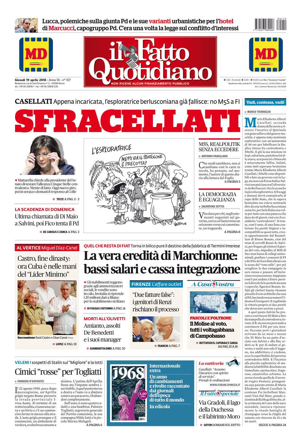 Prima Pagina Il Fatto Quotidiano - SFRACELLATI