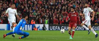 Copertina di Liverpool-Roma risultato: ad Anfield finisce 5-2 per i Reds. Doppietta di Salah. I giallorossi si svegliano solo nel finale