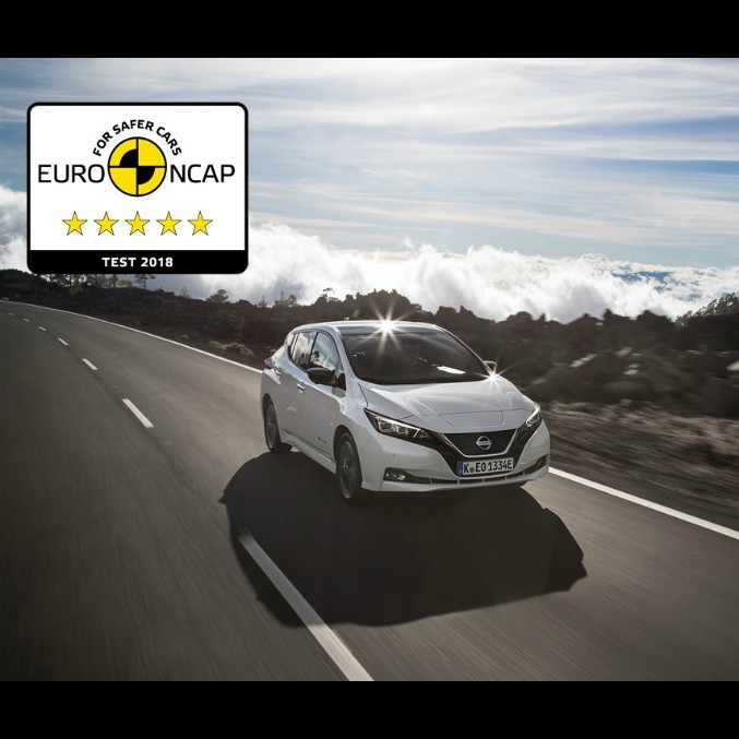 Nissan Leaf ottiene le 5 stelle ai crash test EuroNCAP per la protezione dei ciclisti