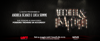 Copertina di Accordi&Disaccordi, arriva in prima serata su Nove dal 14 maggio il nuovo talk show di Andrea Scanzi e Luca Sommi