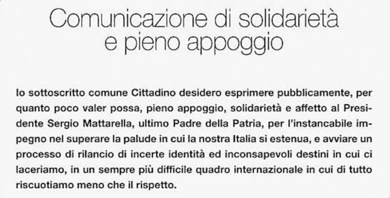 Carlo Callieri compra una pagina del Corsera per lodare Mattarella Carlo Callieri compra una pagina del Corsera per lodare Mattarella