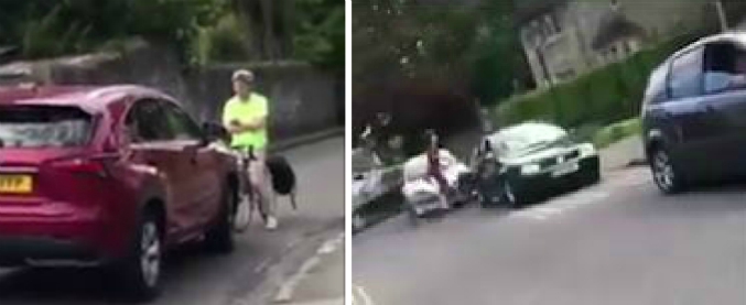 Copertina di La vendetta del ciclista contro l’automobilista indisciplinato. Urla e bici sul paraurti: traffico bloccato