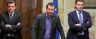 Copertina di Governo, Salvini: “Convinceremo FI e FdI non con poltrone, ma con progetti”. E va via senza rispondere 