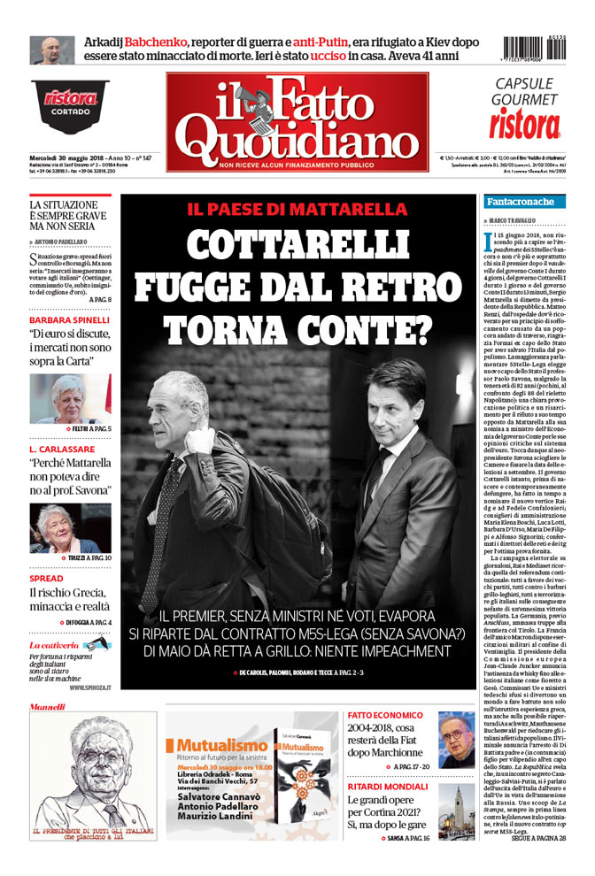 Cottarelli fugge dal retro. Torna Conte?