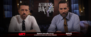 Copertina di Accordi&Disaccordi, stasera alle 22.45 in diretta tv su Nove discutono Padellaro, Montanari, Ceccardi, Parietti e Di Giorgi