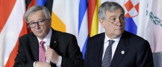 Copertina di Governo, Juncker: “Gli italiani si occupino di regioni povere. Più lavoro e meno corruzione”. Tajani: “Inaccettabile”