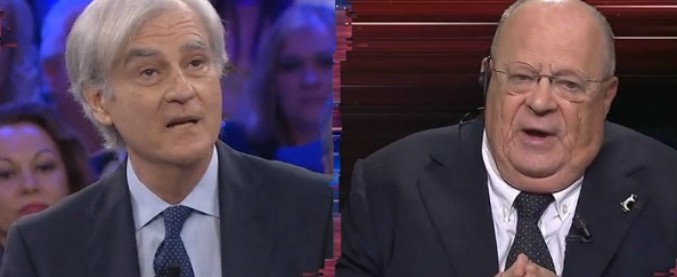 Copertina di La7, scontro in diretta tra Cazzola e l’economista Rinaldi: “Non rida”, “Quando la vedo piango…”