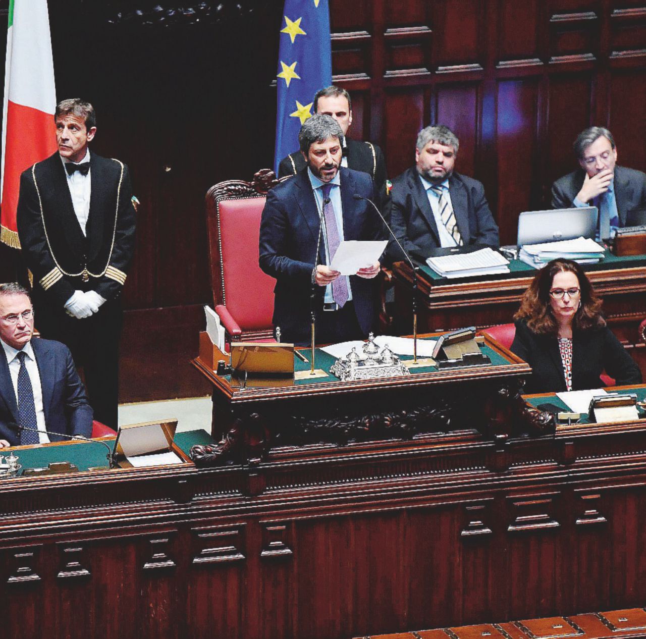 Montecitorio - Il presidente della Camera, il deputato del Movimento 5 Stelle, Roberto Fico - Ansa Niente accordone sui posti: Camere ferme altri 10 giorni