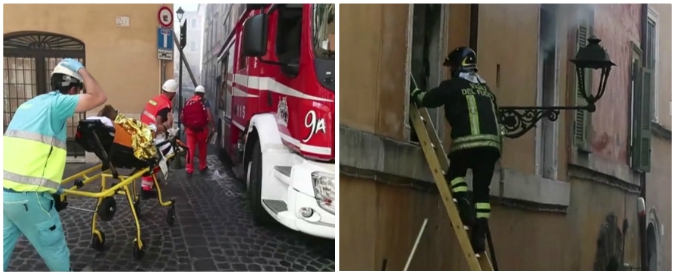 Copertina di Roma, incendio in centro vicino alla casa di Fico: una donna ustionata, tre intossicati. Le prime immagini