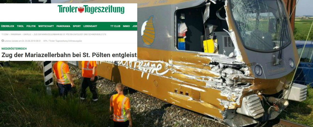 Austria, treno deragliato: almeno due feriti gravi. Due vagoni capovolti, a bordo molti bambini