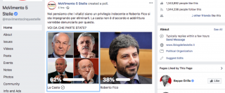 Copertina di Vitalizi, sondaggio M5s su Facebook: “Stai con la casta o con Fico?”. I risultati sono sfavorevoli e il post scompare dopo 4 ore