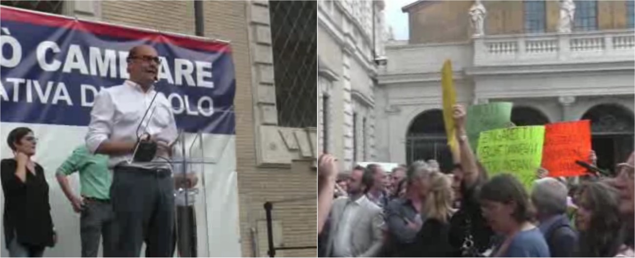 Copertina di Zingaretti interrotto e contestato sul palco. Lui: “Mi hai votato? La prossima volta vota a destra”