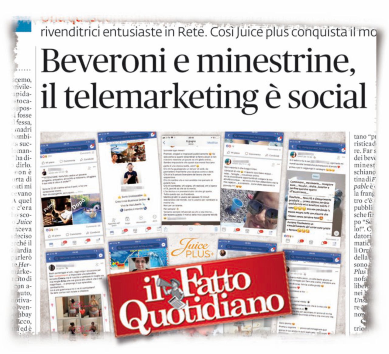 Dieta, Web e marketing - L’articolo è uscito sul Fatto Quotidiano di sabato 30 giugno JuicePlus: “Siamo social ma seguiamo la legge”