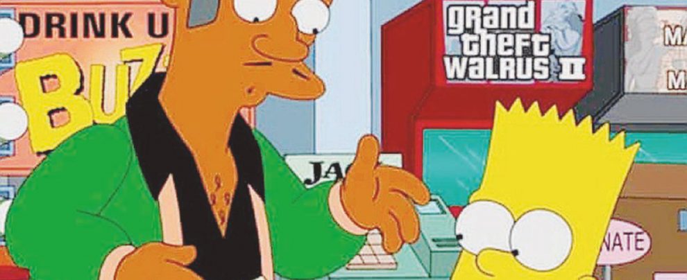Il Jet Market a Springfield - L’indiano Apu con Bart Simpson in una scena della sitcom animata che ha visto la luce nell’89 Apu, l’indiano dei Simpson e il politicamente ridicolo