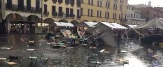 Copertina di Maltempo, violento nubifragio su Padova. Danni per il vento: alberi abbattuti e scompiglio tra i banchi del mercato