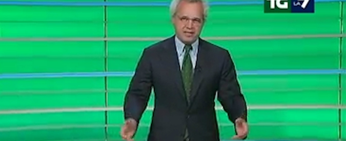 Copertina di Tg La7, la sigla non finisce più. Poi arriva Mentana: “Scusate, colpa mia. Ma ci sono cose più importanti del nostro ritardo”