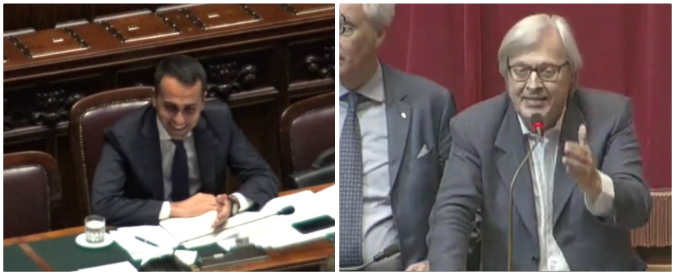 Copertina di Dl dignità, Di Maio accoglie emendamento FdI. Sgarbi: “Che fosse di destra si sapeva”. E il capo politico del M5s se la ride