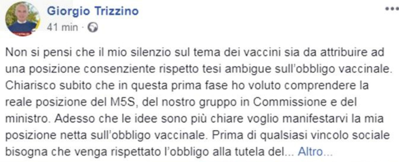 Vaccini, il medico-deputato M5s Trizzino: “No deroga dell’obbligo. Mai visto bimbi morire per complicanze. Per morbillo sì”
