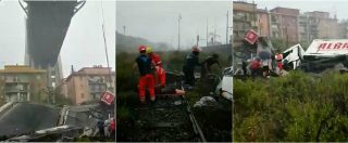 Copertina di Genova, crolla ponte sull’autostrada A10: Vigili del fuoco e soccorritori al lavoro tra le macerie