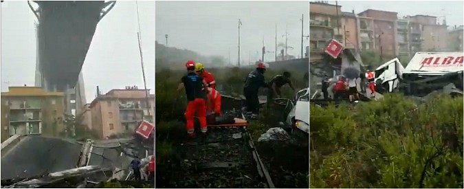 Copertina di Genova, crolla ponte sull’autostrada A10: Vigili del fuoco e soccorritori al lavoro tra le macerie