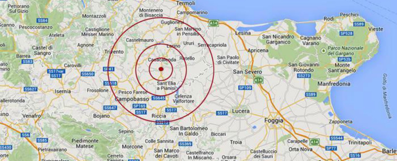 Terremoto, forte scossa in Molise. Epicentro a Montecilfone: magnitudo 5.1