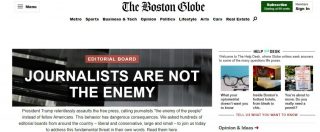 Copertina di Usa, oltre 300 giornali contro la “guerra sporca alla stampa” di Donald Trump: “Non siamo nemici del popolo”