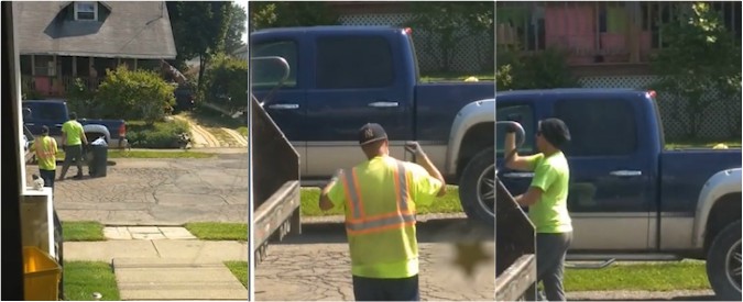 Copertina di Il netturbino e la bimba con la sindrome di Down: ecco come ogni mattina l’uomo cerca di strapparle un sorriso