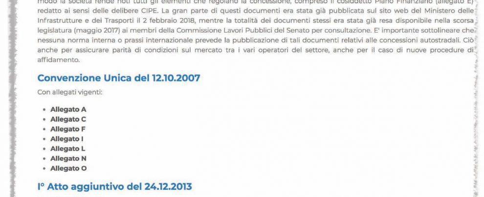 Il sito con la concessione Figuraccia di Autostrade: la trasparenza è col buco