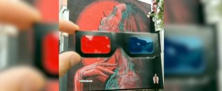 Copertina di Il murales con la ragazza di profilo è tridimensionale: l’effetto con gli occhiali 3D è sorprendente