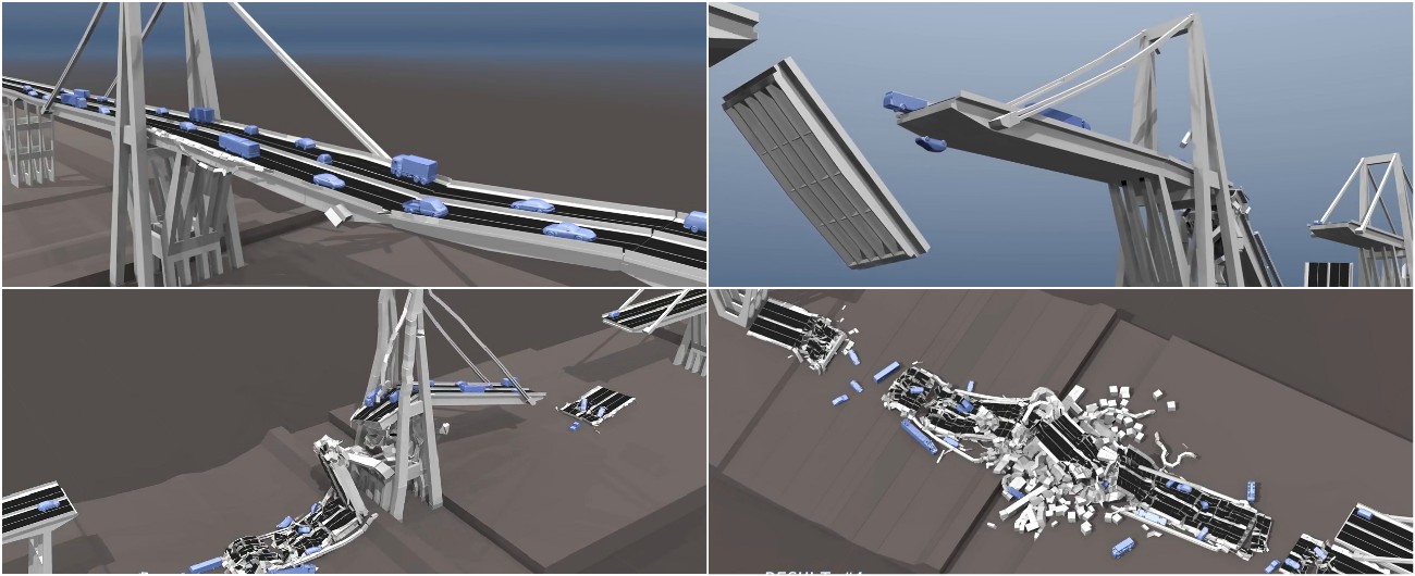 Copertina di Ponte Morandi, come è collassato il viadotto? In una simulazione 3D le 5 ipotesi di cedimento della struttura