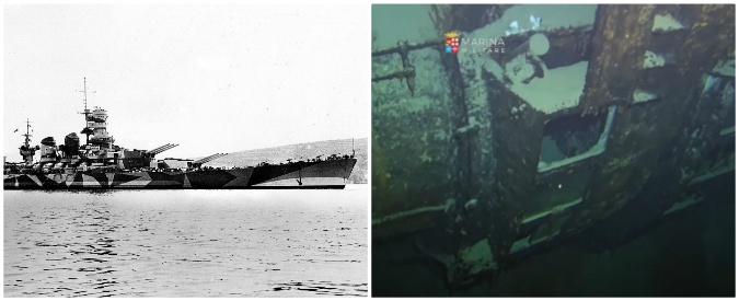 Copertina di La corazzata Roma a 1000 metri di profondità: lo spettacolare video della nave da battaglia affondata dai tedeschi nel ’43