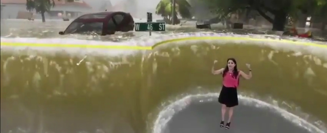 Copertina di L’uragano Florence “entra” nello studio tv: ecco com’è ritrovarsi dentro la tempesta. L’effetto è pauroso